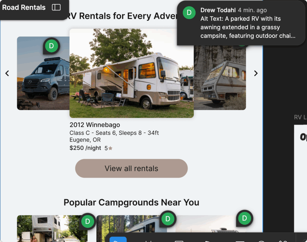 Text alternative descriptions on site images